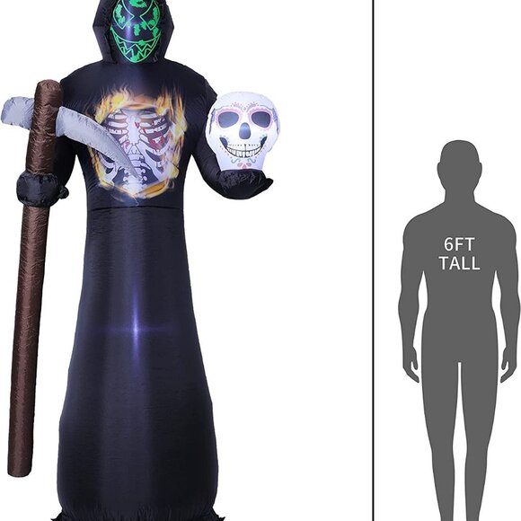9FT Halloween Inflatables Decoration Grim Reaper with LED Lights - Picture 1 of 6